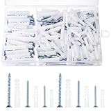 230 Pièces Cheville Beton et Vis Bois, Cheville Brique Creuse et Vis Autotaraudeuses, Fixations Chevilles Expansion en Plastique pour plaques de plâtre Murs en Briques et béton(115+115)