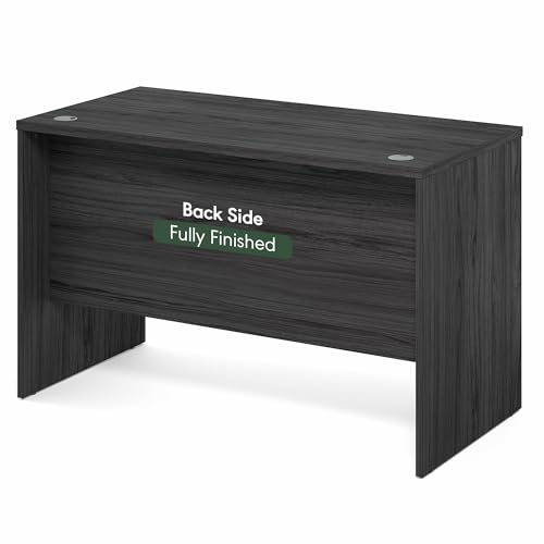 Image of Furinno Roger Computer Desk, 47 Inch Rectangular Executive Desk with Modesty Panel, Home Office Desk with Thick Tabletop, Desk Cord Grommet, Scratchproof, for Home Study, Office, Coastal Grey