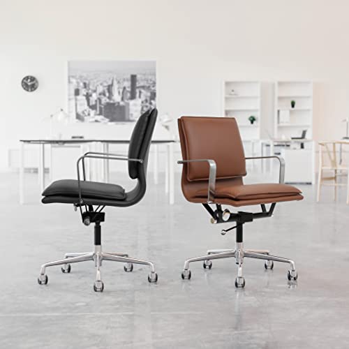 Laura Davidson Furniture Lexi Ii Padded Modern Chair For Office With Cushion Availability, Aluminum Arms, Made Of Faux Leather, White #TOP1