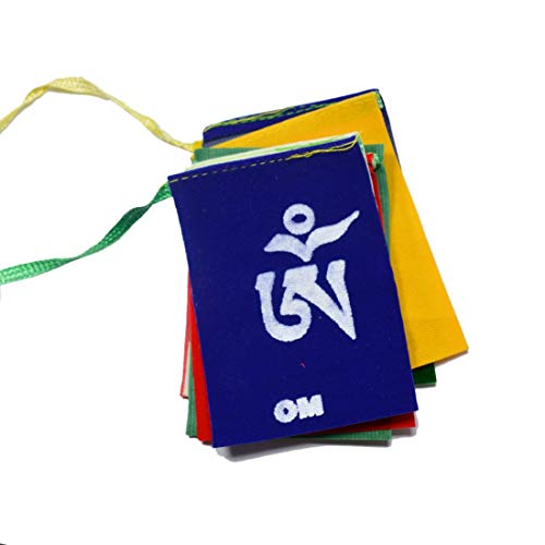 Image of Velvet Prayer Flag Om Mani Padme Hum Mini for Bikes (Multicolor) Size Medium Pack of 1