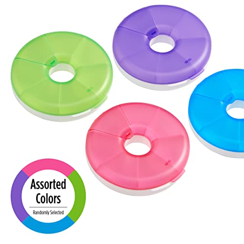 Image of EZY DOSE Weekly (7-Day) Round Pill Case, Medicine Planner, Vitamin Organizer Box, Convenient and Easy to Use, Easy Fill All Compartments at Once, Travel Sized, Color May Vary, BPA Free