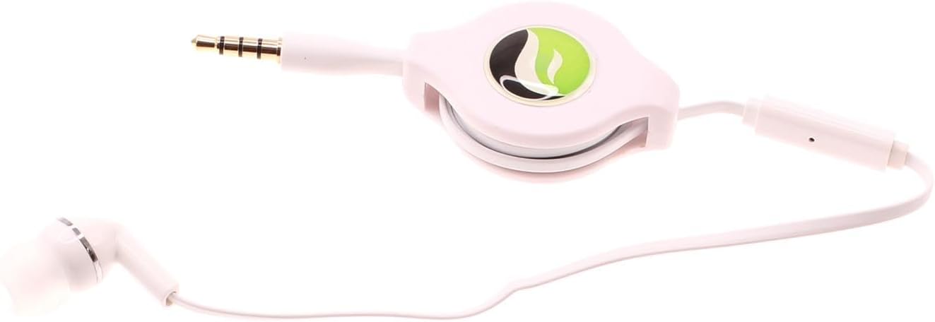 Retractable Mono Earphone Headphone 3.5mm w Mic Compatible with Amazon Fire HD 8, Plus (10th Gen 2020 Rel), Amazon Fire HD 8 Kids Edition (10th Gen 2020 Rel), Headset Handsfree Earbud Earpiece