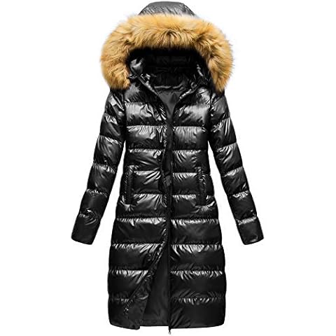 CREATMO US Women's Long Puffy Coat Fur Coats Warm Winter Jacket Full-Length Quilted Jacket Black L Cover