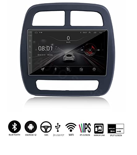 Image of AUTO SNAP 9 Inches 22cm Touch Screen Android 12 Gorilla Glass IPS Display Car Stereo with 2GB RAM /16 GB ROM GPS /Wi-Fi /Navigation /Steering Wheel Controls Mirror Link Compatible for KWID 2020