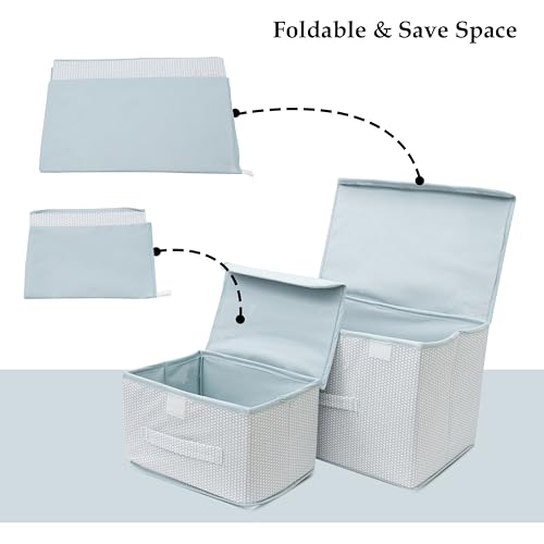 Image of STORE MORE Non Woven Big and Small Storage Box Wardrobe Closet Organizer Foldable Stackable Rectangular Basket /Bins with Lid & Handle (Grey, Set of 2)