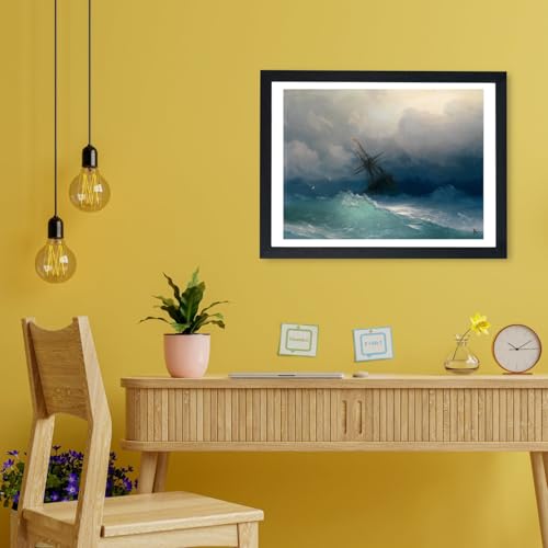 Affiche Ivan Aivazovsky Navire sur les mers orageuses encadrée tableau mer medium Spiffing - 2