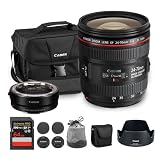 Canon EF 24-70mm f/4L IS USM Lens | L-Series Standard Zoom with Image Stabilization, Macro Mode & Fast Autofocus | Perfect for Weddings, & Travel Photography (6313B002) + Adapter EF-EOS R + Bag + More