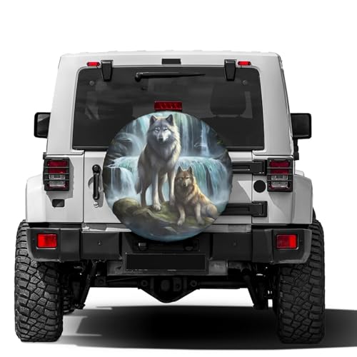 Image of 3D Printed Wolf Spare Tire Cover Dust-Proof Wheel Tire Cover Fit Trailer, RV, SUV and Many Vehicle 14 Inch
