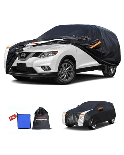 Image of Multi-Layer Car Cover Custom Fit for Nissan Rogue(2016-2026), 100% Waterproof All Weather for Automobiles, Gift with Towel, Heavy Duty Car Covers for Rain Sun UV Protection with Door Zipper
