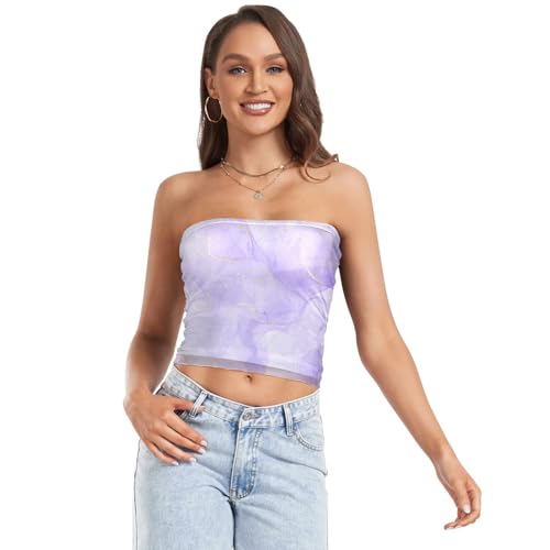 Bandeau Bra Padded Tub Tops for Summer Nursing Womens Boob Tube Top Sexy Plaid Purple Black