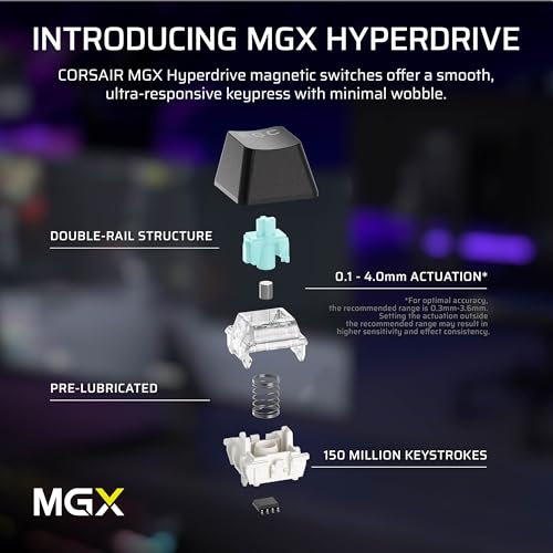 Image of Corsair MAKR PRO 75 Hall Effect DIY Wired Magnetic Mechanical Gaming Keyboard - 75% Layout, MGX Hyperdrive Switches, Dual Actuation, Rapid Trigger, FlashTap SOCD, 8,000Hz, US Layout - Black