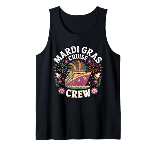 Mardi Gras Cruise Crew 2025 Viaje a Nueva Orleans Familia Coincidencia Camiseta sin Mangas