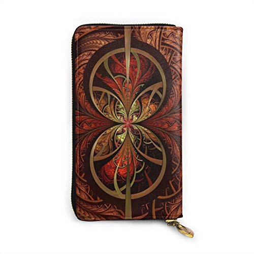 Preisvergleich Produktbild JHGFG Fraktaler Hintergrund Zusammenfassung Geometrische Mathematik Echtes Leder Geldbörse Lange Damen Geldbörse Handtasche Multi Kartenhalter Organizer Für Frauen Angepasst
