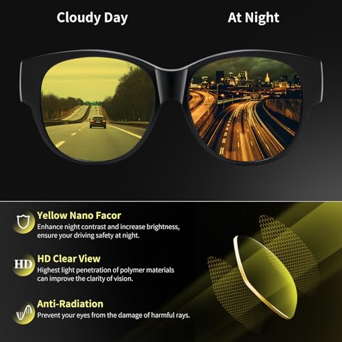 Image of GEGURI Polarized Sunglasses Fit Over Glasses for Men Women, Oversized Square Sun Glasses UV400 Protection Shades