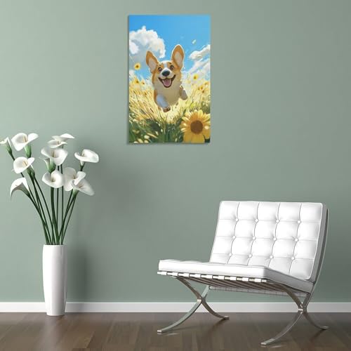 Décoration Murale Peintures Sur Toile Corgi pour grand format salon et chambre moderne