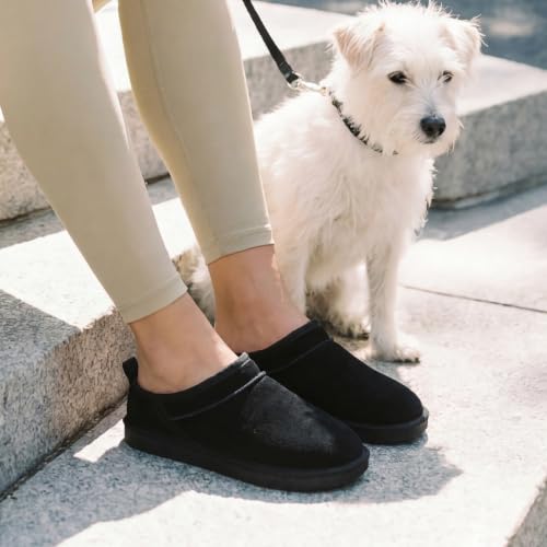 DREAM PAIRS Women's Genuine Suede Slip On Slippers,Size 8.5,Black - image 2