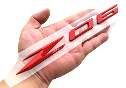 Image of 2Pcs Z06 Emblems 3D Badge Nameplate Letter Compatible with 2023-2024 C8 85623536 OEM Size (Red)