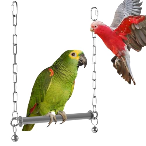 DBNESS Stainless Steel Large Bird Swing, Hanging Heavy Duty Parro...