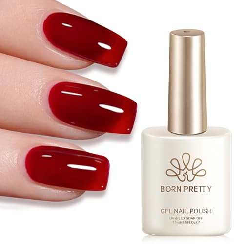 Born Pretty Esmalte de uñas UV Jelly Rojo Gel Esmalte de uñas transparente burdeos rojo oscuro UV LED Soak Off Manicure Gel Lacquer Varnish