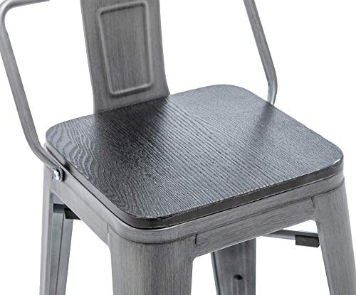 Alish Bar Stools Set Of 4 Brushed Grey Counter Height Stools With Backrests Metal Barstools For Modern Kitchen (26 Inch, Gunmetal) #TOP5