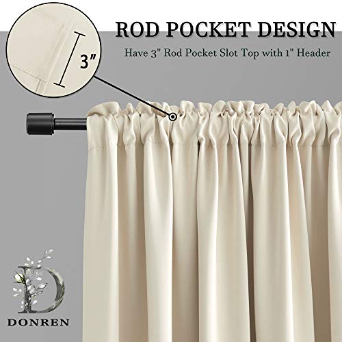 Image of DONREN Patio Door Curtains 96 inch Length, Rod Pocket Top Thermal Insulated Blackout Panels Curtain Drapes for Sliding Glass Door (Cream Beige, 60 inch Wide, 2 Panels)