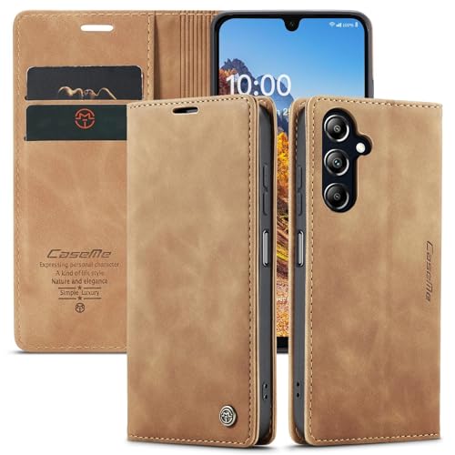 for Samsung A16 Phone Case, Shockproof and Drop Resistance Magnetic Closure Wallet Galaxy A16Case, Flip Leather A16 Samsung Phone Case with Three Card Slots Brown