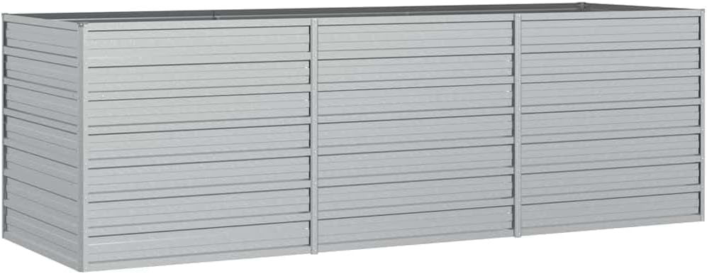 vidaXL Rectangular Garden Raised Bed - Versatile Galvanized Steel Planter Pot - DIY Friendly - Large Outdoor Flower/Herb/Vegetable Bed - Easy Assembly - Durable & Weather- - Silver Finish