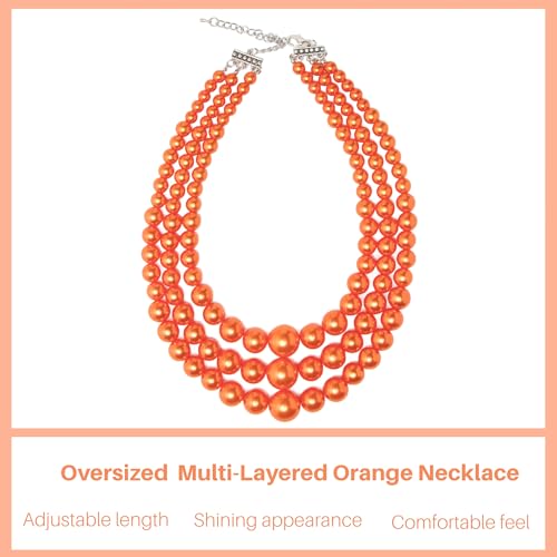 Miss U Hair Women's Chunky Large Statement Beads Necklace Earrings Stacked Bracelets Oversized Jewelry Set Halloween Party Outfit3