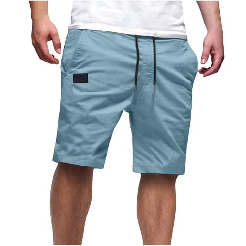 SMUXP Traje de baño para hombre con bolsillos, pantalones cortos de natación ligeros de verano para playa, pantalones cortos de malla transpirable con cordón y bolsillos, azul claro, 3XL