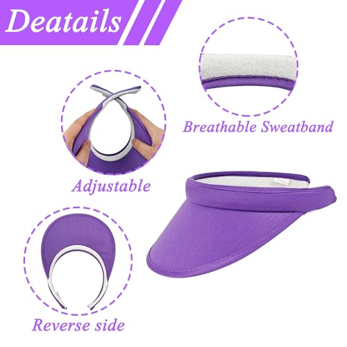 Image of 2 Pack Sun Visor Hats Women Men Clip On Wide Brim Visors Hat Outdoor Sports Golf Beach Travel Tennis Caps