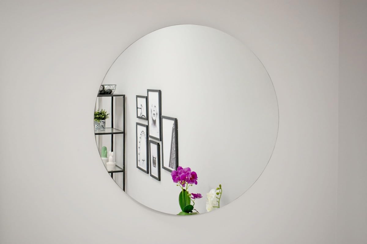 Espejo Redondo de 80 cm - Espejo Decorativo de Pared para Baño, Tocador, Sala de Estar y Dormitorio | Baño, pasillo, versátil, duradero, fácil de montar, incluye tornillos