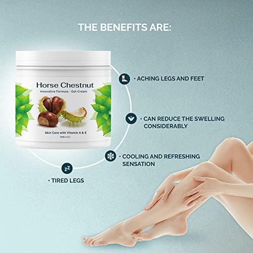 Hunca Care Horse Chestnut Gel Cream, Varicose Veins, Relaxing, Cooling, Soothing Cream for Aching Feet, Legs, Knees, Back, 1 Pack (1 x 500 ml)
