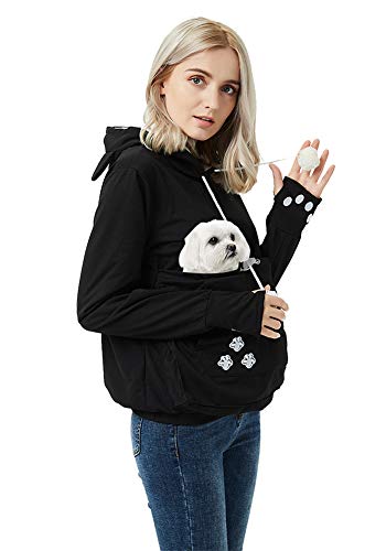 Unisex Haustier-Transporttasche mit Kapuze für Katzen und Hunde - Schwarz - XXX-Large