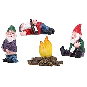 Canghai Miniatuur tuinhars kabouter set, micro-landschap standbeeld dronken kabouter kit van 4 stuks voor sprookjestuin…