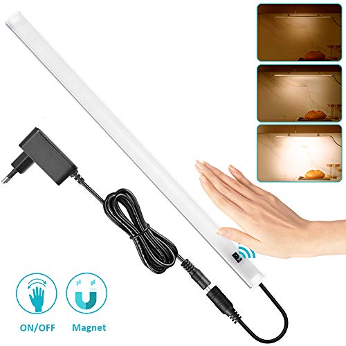 SOAIY 40cm Luz bajo mueble cocina con sensor movimiento, Iluminacion ajustable led cocina bajo mueble, luz cocina bajo armario con enchufe, Blanco Cálido 3000K