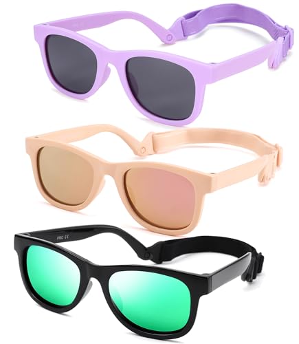 Image of Flexible Polarized Baby Sunglasses with Strap Adjustable for Toddler & Newborn Infant 0-18 Months