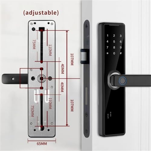 Serrure de porte intelligente biométrique 22x240 avec empreinte et code - 6