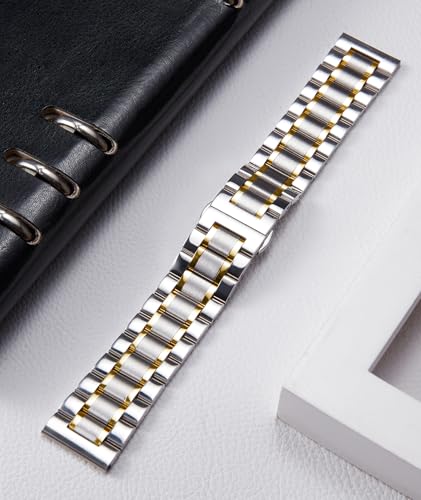 Image of BINLUN Stainless Steel Watch Bands 12mm-24mm Universal Metal Replacement Watch Straps SmartWatch Bracelets Links Straight & Curved Ends Men Women 6 Colors