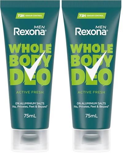 Rexona Men's Cream Whole Body Active Fresh Deodorant 75 ml (Pack of 2)