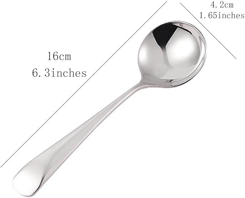 Miniatura 4 de Paquete de 4 cucharas de sopa estilo palacio, tazón grande de 1.8 pulgadas, cabeza redonda, acero inoxidable, resistente, cucharas para servir