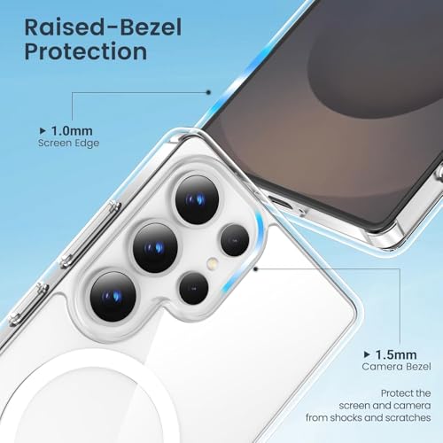 Image of Magnetic Case for Samsung Galaxy S24 Ultra 5G, Compatible with MagSafe, Shockproof Protective Phone Cover, Non-Yellowing Hard Clear PC Back (Clear)