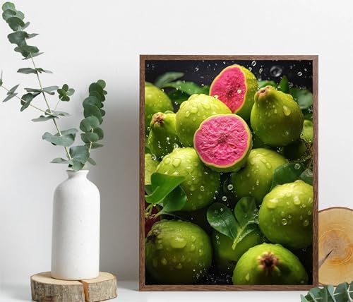 Tableau moderne orange et fraise pour égayer une cuisine sombre avec cadre