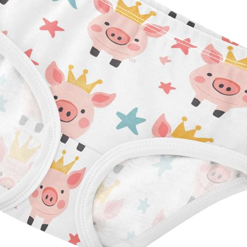 Cute Piglets Girls' Underwear Cotton Wearing Crowns Girls Briefs Soft Toddler Underwear 2T4