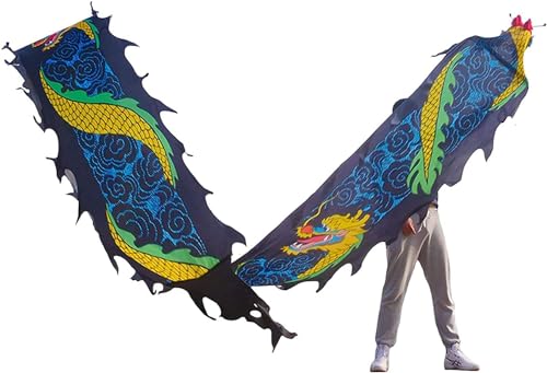 TFG - Ttfd Floating Belt Colourful Dragon Silk Flower Spinning Rocking Po Kung Fu Dancing Dragon Silk Flower Playing(Black,10m/33ft)