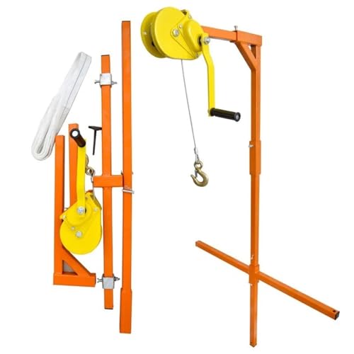 Air Conditioner Outside Installation Lifting Tool, Folding Hanger + Self-Locking Hand Winch, with 49/66FT Rope MINGPING(330 lbs 49FT)