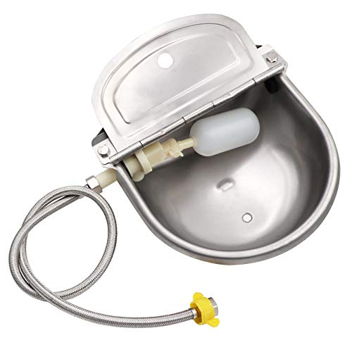 Macgoal Stainless Steel Automatic Waterer Bowl With Float Valve, Drain Plug And Braided Hose, Water Trough For Livestock Dog Goat Pig Waterer #TOP18