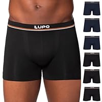 LUPO Kit 6 Cueca Boxer Microfibra de Poliamida Sem Costura Masculina Adulto, 3 Azul - 3 Preto, GG