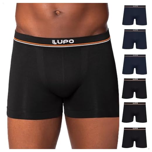 LUPO Kit 6 Cueca Boxer Microfibra de Poliamida Sem Costura Masculina Adulto, 3 Azul - 3 Preto, GG
