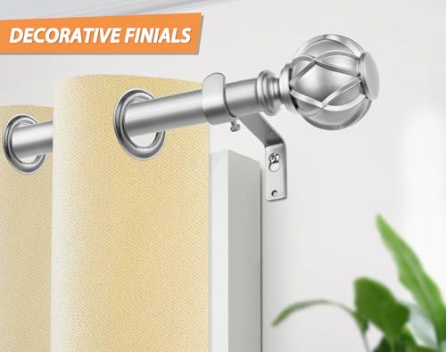 Hotozon Curtain Rods For Windows 32 To 58 Inch, Hotozon Curtain Rods 2 Pack, New Splicing Window Rods For Windows, Single Drapery Rod With Netted Finials, Antique Silver thumb #1