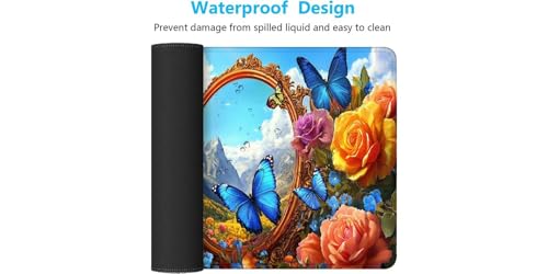 Tapis de souris XXL rose papillon pour embellir votre espace télétravail et bureau d'ordinateur